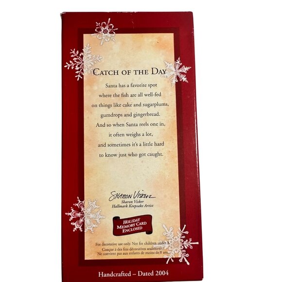 Vintage Hallmark Christmas Ornament 2004 Catch Of The Day Fishing Santa Figurine - Picture 8 of 10